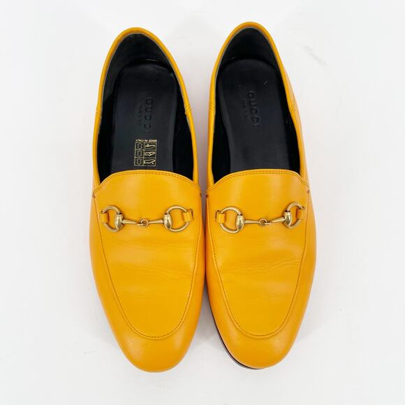 Gucci Yellow Orange Brixton Horsebit Leather Collapsible-heel Loafer EU sz 36.5 - Picture 5 of 12